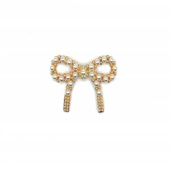 Bow With Pearls 6.5x4 cm. (0636)